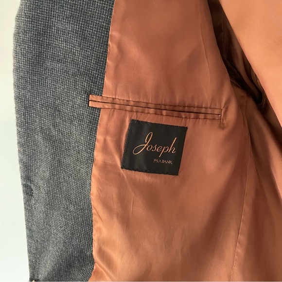 2023 JOS A BANK Gray Check blazer coat 42R Wool snd Cashmere Slim Fit - Picture 7 of 9